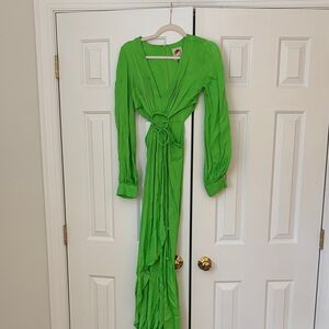 FARM Rio Vibrant Green Long Sleeve Dress